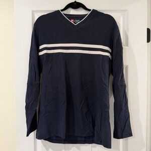 Vintage Chaps V Neck Pullover Long Sleeve Shirt Size Medium Varsity